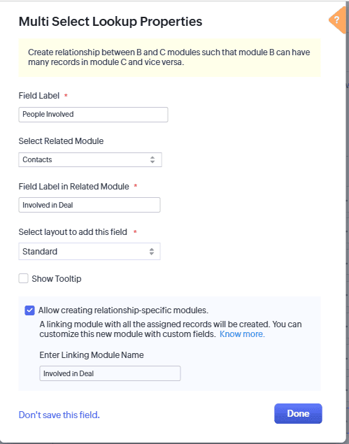 Multi-Select Lookup with Linking Module