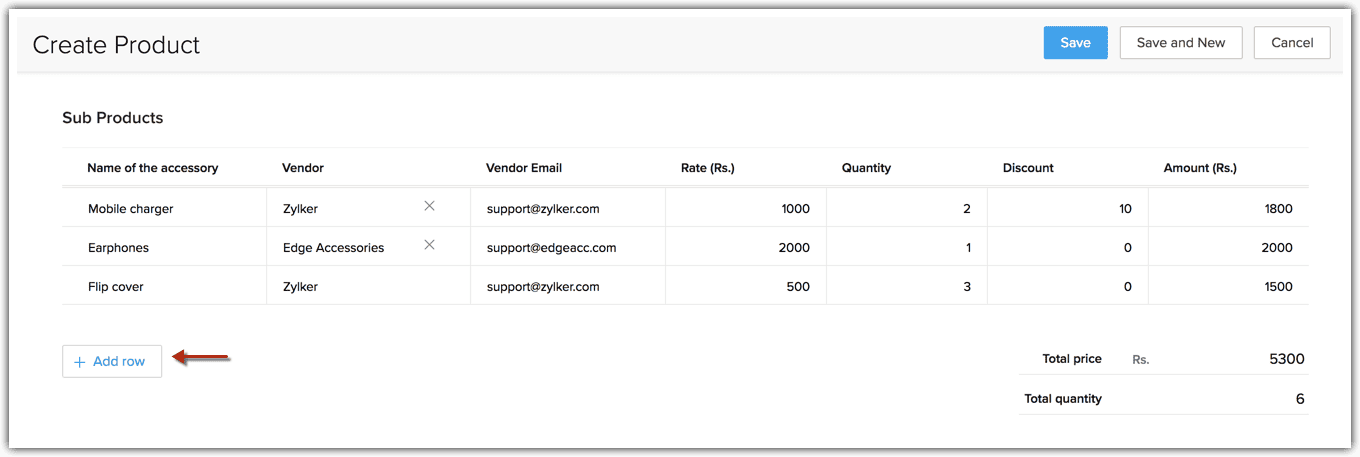 Zoho CRM Subform Example